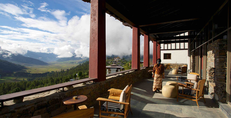 View from the terrace of Gangti Hotel