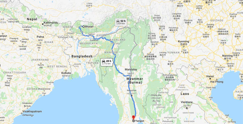 Myanmar to Bhutan By Overland