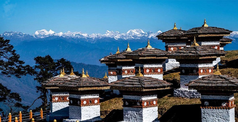 Dochula Pass with Himalayan mountain views in Bhutan