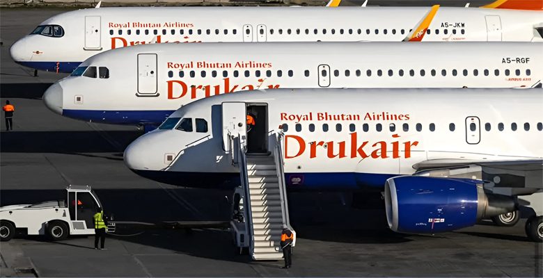Drukair Flight at Kathmandu Airport