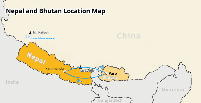 Nepal Bhutan Location Map